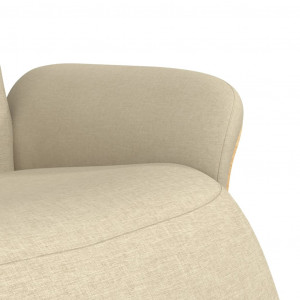Fotoliu recliner cu suport pentru picioare vidaXL, bej/natur/negru, textil/placaj/metal, 79,5 x 129,5 x 95,5 cm