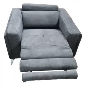 Fotoliu recliner Home Affaire, piele intoarsa ecologica, gri, 75 x 45 x 100 cm - Img 3