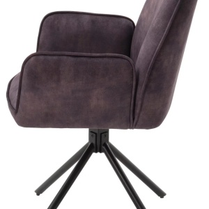 Fotoliu / Scaun rotativ Ottawa antracit/negru din catifea, 60/89/64 cm - Img 5