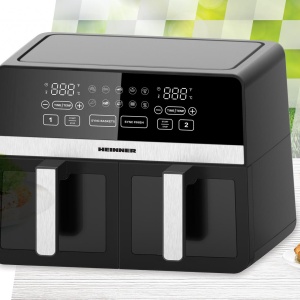 Friteuza dubla cu aer cald Heinner SimCook HAF-K10DB24BK, 2400W, Capacitate 9.5L, Control digital, 10 programe prestabilite, Negru - Img 4