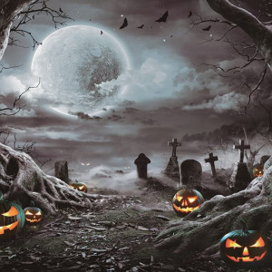 Fundal foto pentru Halloween INRUI, vinil, gri, 150 x 210 cm - Img 2