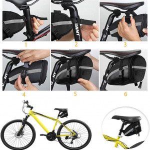 Geanta multifunctionala pentru bicicleta DDFF, piele PU/polietilena, negru, 15 x 10 x 7,5 cm - Img 4