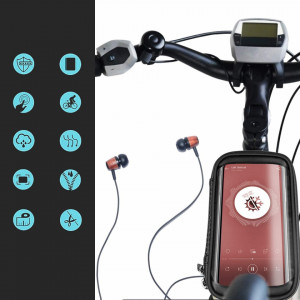 Geanta/suport telefon pentru bicicleta Niluoya, fibra de carbon, negru, 10,49 x 17,98 cm - Img 4