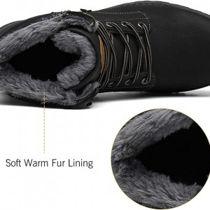 Ghete de iarna cu blana Mishansha, piele sintetica, negru, marimea 36 - Img 4