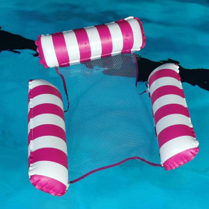Hamac gonflabil pentru piscina XZSUN, nailon/PVC, alb/roz, 130 x 122 cm - Img 4