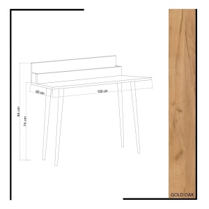 Hanah Home birou de studiu 100x60x94 cm, PAL 18mm melaminat, picioare 74 cm, stejar - Verificat A · Re-Bloom - Img 4