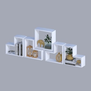 Hanah Home etajera de perete 180x59.3x15 cm, PAL 18mm, rafturi multiple, concept modern, alb - Verificat A · Re-Bloom - Img 2