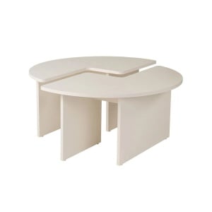 Hanah Home masa cafea rotunda living D90x41 cm, PAL 18mm, design minimalist, wood white - Verificat A · Re-Bloom - Img 1