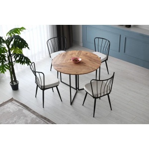Hanah Home masa dining, PAL melaminat/picioare metal, 100x100x72 cm, capacitate 19kg, pin atlantic - Verificat A · Re-Bloom - Img 2