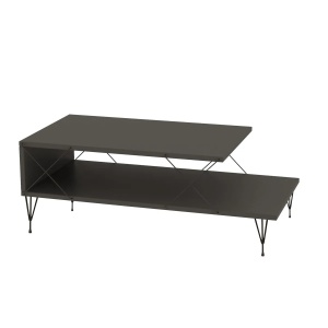 Hanah Home masuta cafea, PAL melaminat 18mm + picioare metalice 15cm, 100x50x40 cm, raft 23cm, antracit - Verificat A · Re-Bloom