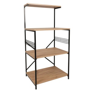 Hanah Home raft de depozitare, PAL melaminat/picioare metal, 60x45x124 cm, grosime 18mm, design industrial, negru/pin - Verificat A · Re-Bloom