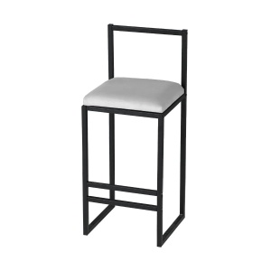 Hanah Home set 4 scaune de bar, metal 100% + spuma 22DNS, 35x35x84 cm, inaltime sezut 65cm, negru/crem - Verificat A · Re-Bloom - Img 2
