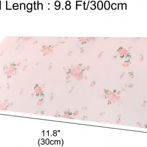 Hartie pentru sertar Sourcing Map, model floral, alb/verde/roz, 30 x 300 cm - Img 2