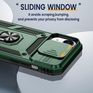 Husa de protectie cu inel compatibil cu iPhone 14 Pro HWeggo, policarbonat/poliuretan, verde, 6,7 inchi - Img 4