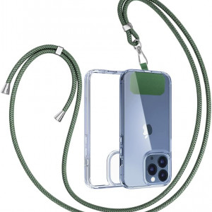 Husa de protectie cu snur pentru iPhone 13 Pro Max Gumo, TPU/poliester, albastru deschis/verde, 6.7 inchi