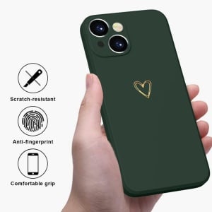 Husa de protectie cu snur pentru iPhone 14 Mitetabo, silicon/textil, verde inchis, 6,1 inchi 