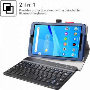 Husa de protectie cu tastatura detasabila pentru Lenovo Tab M8 FHD (a 2-a generație) TB-8705F Tablet PC LiuShan, piele PU/ABS, albastru/negru - Img 7