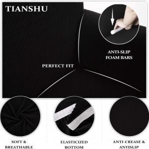 Husa de protectie pentru canapea Tianshu, poliester/elastan, negru, 295 x 108 x 105 cm - Img 6