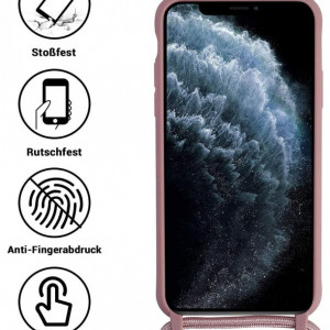 Husa de protectie pentru iPhone 12/12 Pro Mkej, nailon/silicon, roz, 6,1 inchi - Img 2