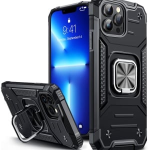 Husa de protectie pentru iPhone 13 Pro Vakoo, policarbonat/TPU, negru/argintiu, 6,1 inchi