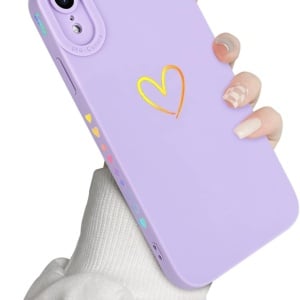 Husa de protectie pentru iPhone XR Newseego, silicon, violet/auriu, 6,1 inchi