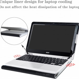 Husa de protectie pentru laptop Alapmk, compatibil cu Acer Chromebook R11 CB5-132T C738T/Acer Chromebook 11 CB3-131/Acer Spin 1 SP111-33 și CTL Chromebook NL71CT-L , piele PU, negru - Img 6