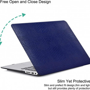 Husa de protectie pentru MacBook Air 13 (2018-2020) Kerom, piele PU/silicon, albastru inchis, 13 inchi