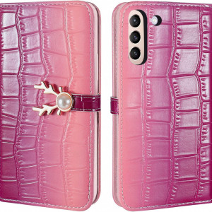 Husa de protectie pentru Samsung Galaxy S21 5G Aisenth, piele PU, roz, 6.2 inchi