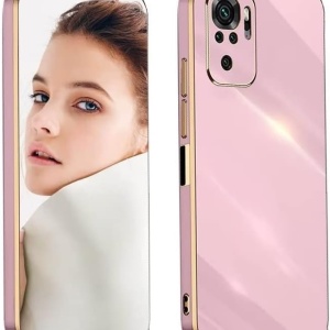 Husa de protectie pentru Xiaomi Redmi Note 10 4G/ Note 10S Atisijie, TPU/silicon, roz/auriu, 6,43 inchi