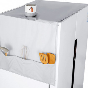 Husa impotriva prafului pentru frigider cu buzunare de depozitare Generic, PEVA, gri, 170 x 60 cm - Img 1