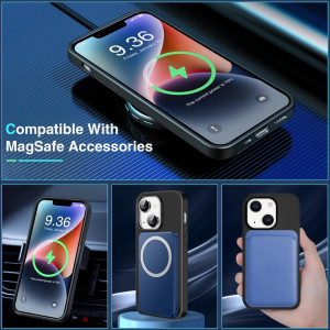 Husa magnetica pentru iPhone 14 UNDEUX, piele PU, negru, 6,1 inchi - Img 7