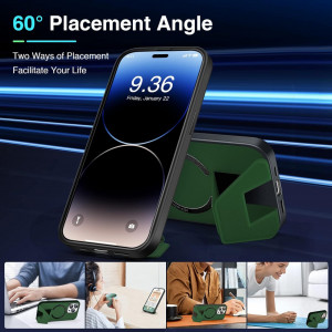 Husa magnetica pentru iPhone 14 UNDEUX, piele PU, verde, 6,1 inchi - Img 5