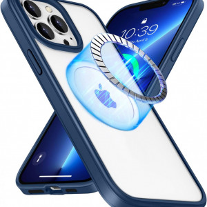Husa pentru iPhone 13 Pro UNDEUX, piele PU, albastru, 6,1 inchi - Img 1