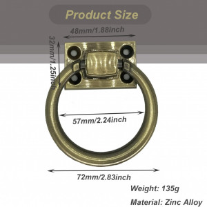 Inel pentru usa Sunmozi, aliaj de zinc, bronz, 7,2 cm - Img 5