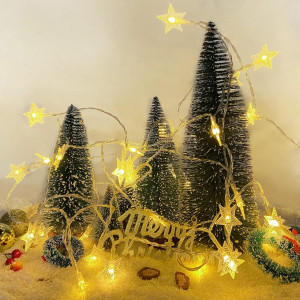 Instalatie cu 40 LED-uri stele KATELUO, plastic, alb cald, 6 m