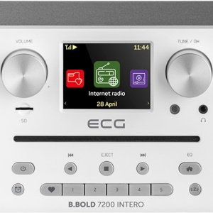 Internet radio ECG B.BOLD 7200 Intero White, FM + DAB, stereo 2 × 10 W, CD audio si MP3,Bluetooth, USB, carcasa lemn, alb - Img 2