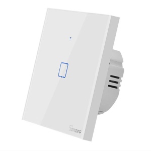 Intrerupator inteligent cu touch Sonoff T0 EU TX, Wireless, 1 canal, compatibil iOS/Android, Amazon Alexa/Google Assistant, sticla, Alb, Resigilat, Grad A