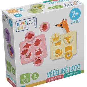Joc educational pentru copii, Loto culori, obiecte si animale, KuKiKuk Efko, 6 planse culori diferite, 24 jetoane, carton gros, animatii colorate haioase, varsta 2-5 ani - Img 1