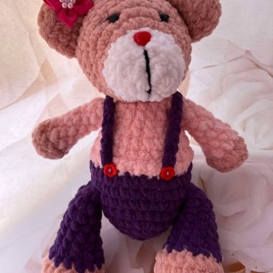 Jucarie de plus ursuletul Bonye, lucrata manual, handmade, textil, multicolor, 28 cm