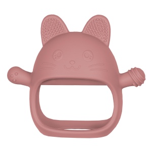 Jucarie pentru dentitie din silicon, Appekids, Manusa Kitty - Old Rose - Img 1
