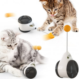 Jucarie pentru pisici Yatellas, plastic, alb/negru/portocaliu, 5,7 x 24 cm