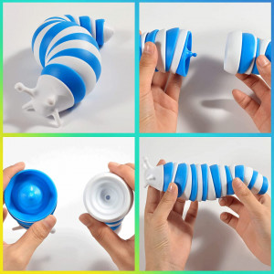 Jucarie senzoriala antistres Vibbang, alb/albastru, melc, plastic, 8,5 cm - Img 5