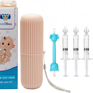 Kit cu aspirator si seringa pentru curatarea sinusurilor la bebelusi Boodibou, albastru, plastic/silicon, 9.5 x 1.5 cm - Img 6