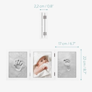 Kit rama foto cu 2 amprente mulaj, Navaris, alb, 22 x 17 x 2.2 cm, Resigilat, Grad A - Img 4