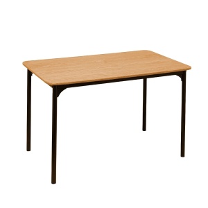 Kiwari Arno masa dining/birou, MDF/metal, 110x70x75cm, 11kg, capacitate 30kg, design modern, lemn deschis/negru - Verificat A · Re-Bloom