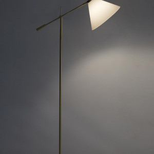 Lampadar Audrey, metal/textil, auriu/alb, 79 x 176 cm