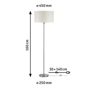 Lampadar Tessa, metal/textil, bej/argintiu, 45 x 160 cm