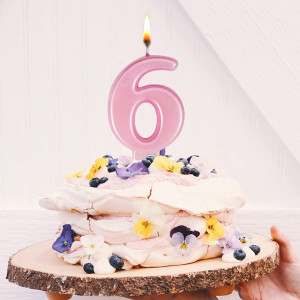 Lumanare pentru tort Uvtqssp, cifra 6, ceara, roz, 8 cm - Img 4