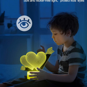 Lumina de noapte pentru copii Nice Dream, LED/RGB, model inimioare, acril, 21,4 x 14,9 x 5,2 cm