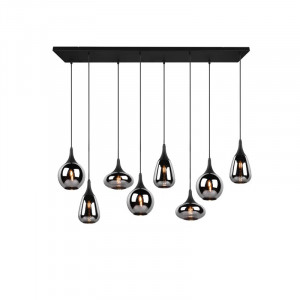 Lustra tip pendul Adjua, 8 lumini, metal/sticla, negru/crom, 20 x 115 x 150 cm